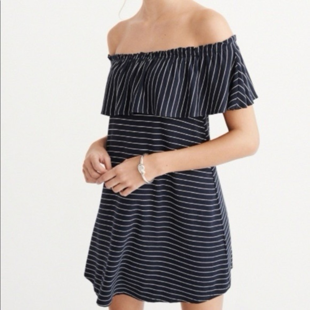 Abercrombie & Fitch Off The Shoulder Dress Mini Nautical Preppy Women's Large